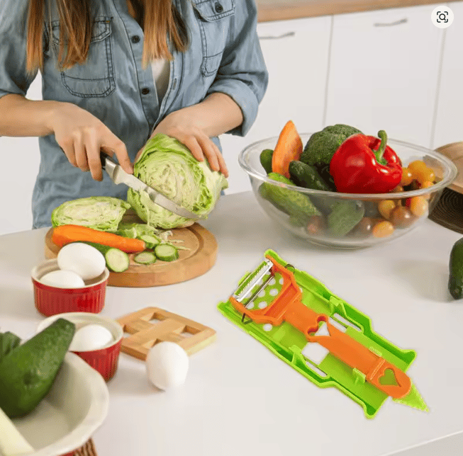 Pelador multifuncional 2-en-1 + Juego De 6 Cuchillos De Cocina Profesionales